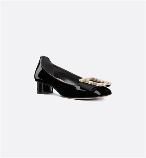 Dior Idylle Ballet Pump Black Patent Calfskin and White Resin 